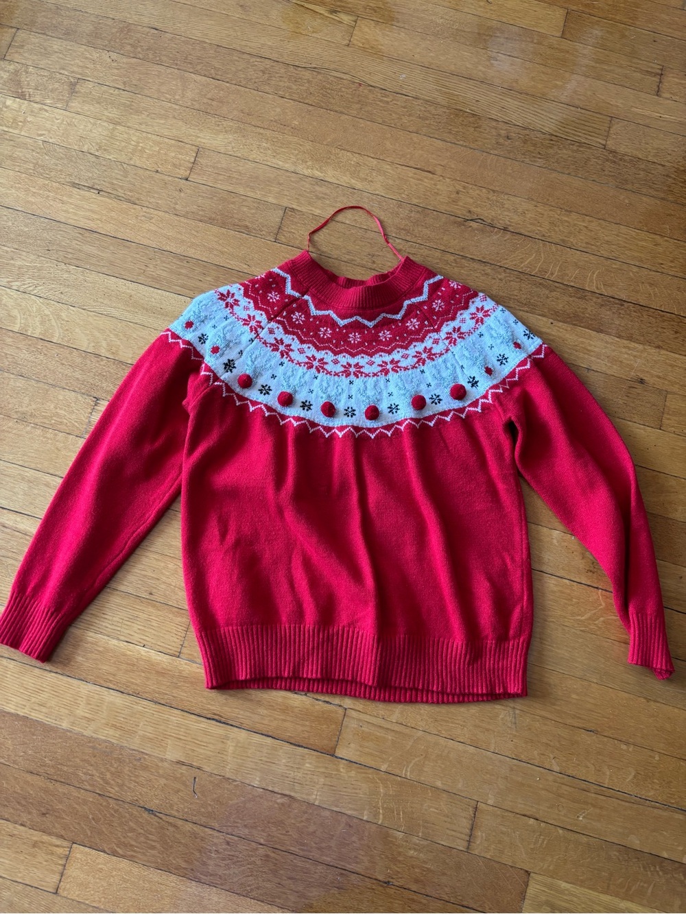 Women's Red Nordic Yoke Crewneck Sweater